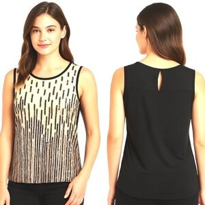 Anthropologie TINY Sleeveless Tank Top SM Cream Multi Sequin‎ Stripe Boho Artsy